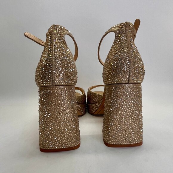 Dolce Vita Pandro Crystal Platform Heels Size 10 Light Gold Open Toe Sandals - Picture 4 of 16